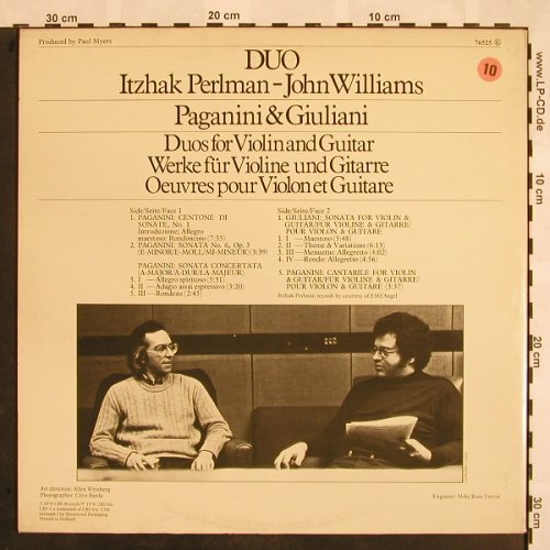 Perlman,Itzhak & John Williams: Duo- Paganini & Giuliani, CBS(CBS 76 525), NL,Foc, 1976 - LP - L5186 - 7,50 Euro