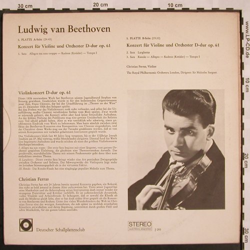 Beethoven,Ludwig van: Violinkonzert D-Dur '67 op.61, Deutscher SchallplattenC(J 093), D,  - LP - L5213 - 9,00 Euro
