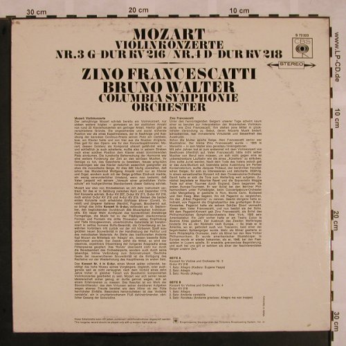 Mozart,Wolfgang Amadeus: Violinkonzerte Nr.3 G-dur&Nr5 D-dur, CBS(S 72 323), D, m-/vg+,  - LP - L5217 - 6,00 Euro