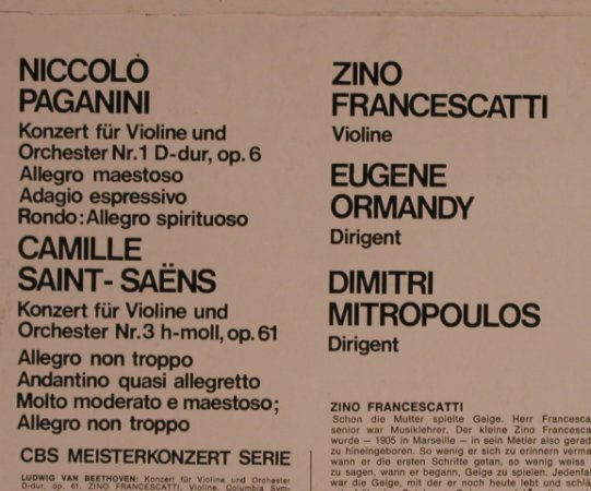 Paganini,Niccolo / Saint-Saens: Konzert für Violine u.Orch.Nr.1,op6, CBS(S 61025), D, Ri, 1967 - LP - L5219 - 9,00 Euro