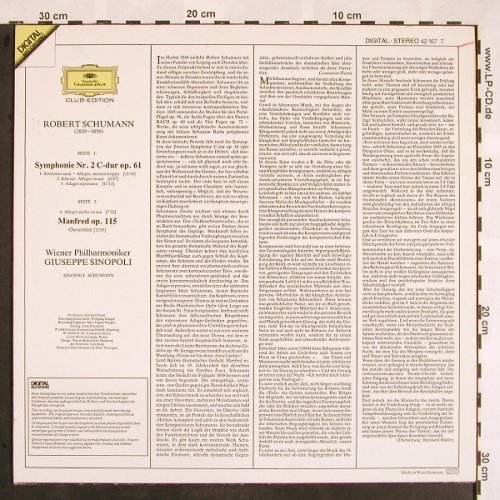 Schumann,Robert: Sinfonie Nr.2 C-dur/Manfred op.115, D.Gr.Club Ed.(42 167 7), D,m-/vg+, 1984 - LP - L5272 - 5,00 Euro