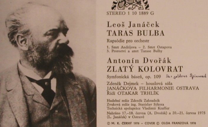 Janacek,Leos / Dvorák: Taras Bulba/Zlaty Kolovrat, vg+/m-, Supraphon(1 10 1889 G), CSSR, 1976 - LP - L5296 - 6,00 Euro