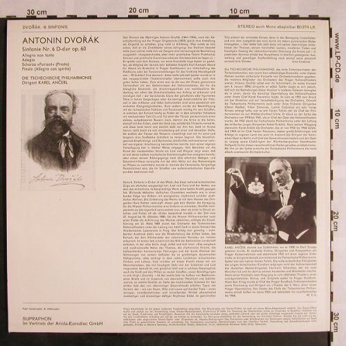 Dvorak,Antonin: Sinfonie Nr.6 D-dur op.60, stoc, Supraphon(80 374 LK), CZ, 1966 - LP - L5303 - 9,00 Euro