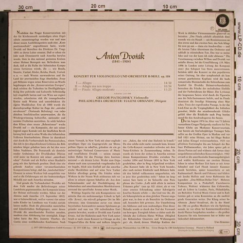 Dvorak,Anton: Konzert f. Violoncello h-moll op144, CBS, m /vg+(CBS 61 778), NL, Mono, 1977 - LP - L5315 - 7,50 Euro