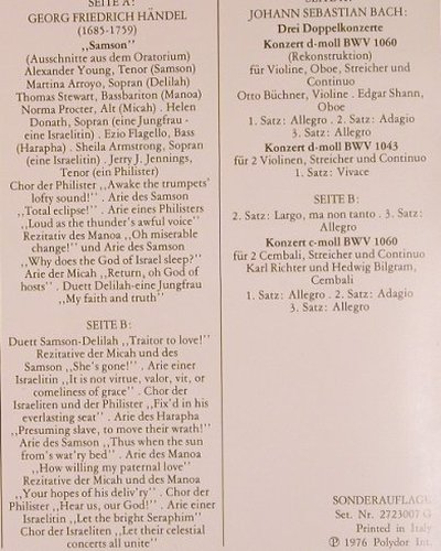 Münchner Bach-Chor uund Orchester: Bach, Händel, Box,Sonderaufl., D.Gr.(2723 007 G), I, 1976 - 4LP - L5359 - 12,50 Euro
