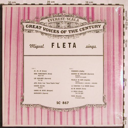Fleta,Miguel: Sings, FS-New, Everest(SC-867), US,  - LP - L5374 - 9,00 Euro