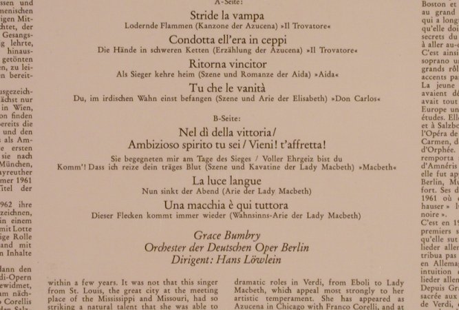 Bumbry,Grace: Verdi-Arien, D.Gr.(138 987 SLPM), D, 1966 - LP - L5432 - 9,00 Euro