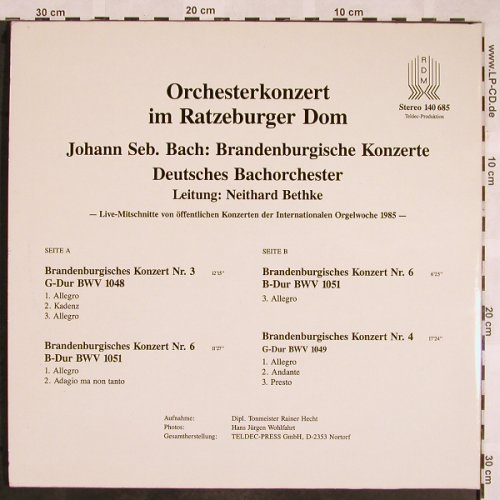 Bach,Johann Sebastian: Brandenburgische Konzerte,1058-1051, RDM / Teldec(140 685), D,Foc,Live,  - LP - L5464 - 6,00 Euro