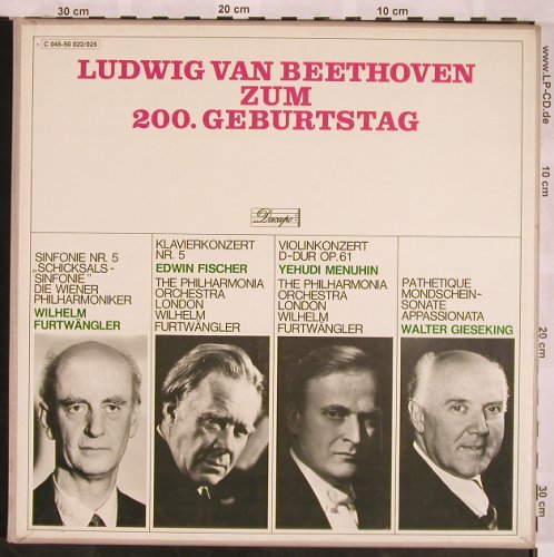 Beethoven,Ludwig van: Zum 200.Geburtstag,Box, Dacapo(C 045-50 022/02), D,  - 4LP - L5468 - 36,00 Euro