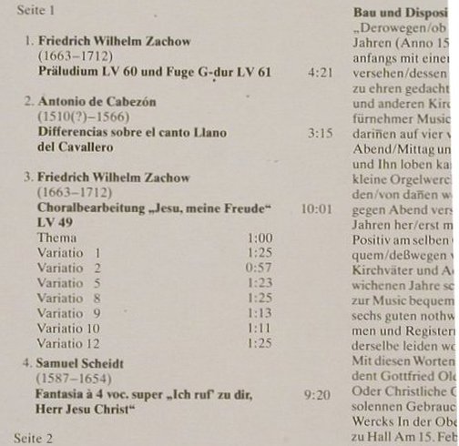 V.A.Reichelorgel d.Marktkirch Halle: Zachow, de Cabezon, Scheidt, Eterna(8 27 570), DDR, 1982 - LP - L5571 - 5,00 Euro