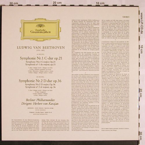 Beethoven,Ludwig van: Sinfonien Nr.1 & 2, Deutsche Gramophon(138 801), D, Ri,  - LP - L5578 - 9,00 Euro