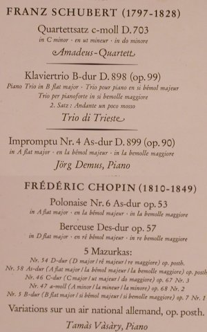 Chopin,Frederic / Schubert: Ausgewählte Meisterwerke, D.Gr. Werbeplatte(104 407), D, 1965 - LP - L5698 - 7,50 Euro