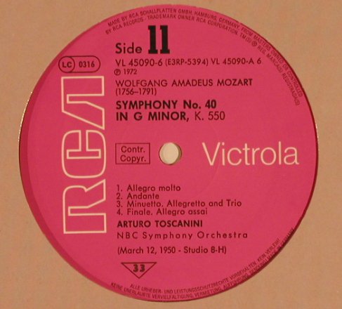 Mozart,Wolfgang Amadeus: Symphony No. 40 in g-minor No.41, RCA Victrola,FLC(VL 45090-6), D, Ri,  - LP - L5714 - 7,50 Euro