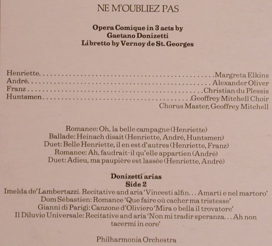 Elkins,Margreta: Rare Donizetti,Ne M'Oublienz Pas, Opera Rare(OR 4), UK, 1979 - LP - L5762 - 7,50 Euro