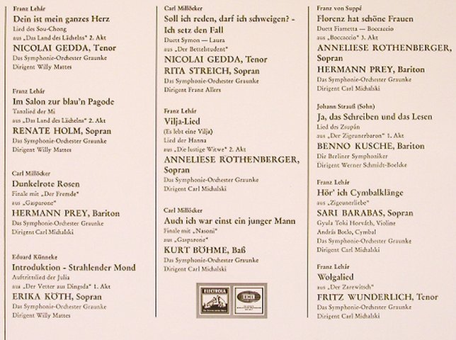 V.A.Weltstar Operette: Nicolai Gedda...Fritz Wunderlich, Electrola(SME 1002), D, Foc,  - LP - L5849 - 5,50 Euro