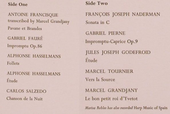 Robles,Marisa: Harp Music of France, m-/vg+, Argo(ZRG 5458), UK, 1966 - LP - L5863 - 7,50 Euro