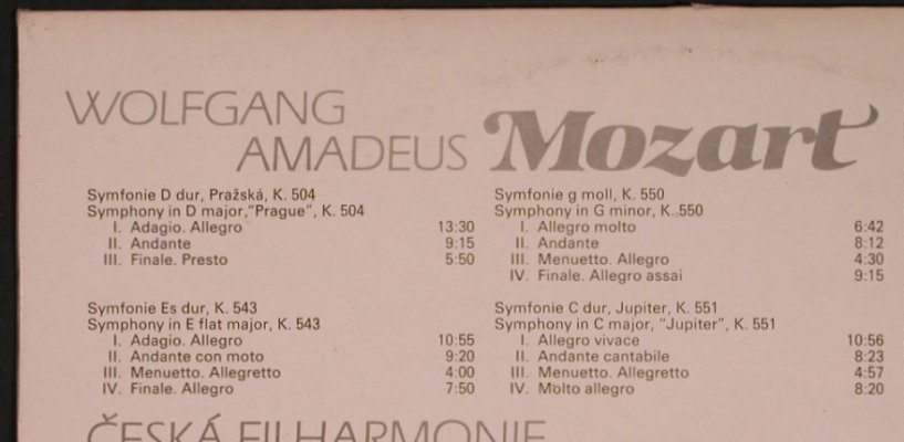 Mozart,Wolfgang Amadeus: Symphonies Nos.38-41, Foc, Supraphon(1110 4051-52 ZA), CZ, 1983 - 2LP - L5902 - 12,50 Euro