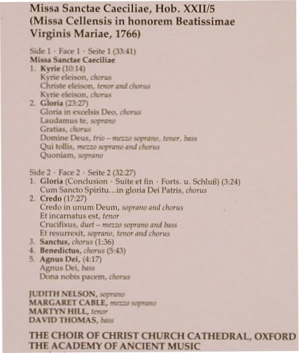 Haydn,Joseph: Missa Sanctae Caeciliae, Decca(6.43428 AZ), D, 1986 - LP - L5906 - 5,50 Euro