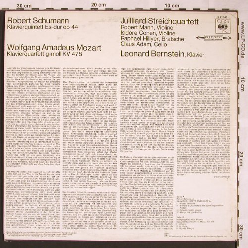Schumann,Robert / Mozart: Klavierquintett Es-dur op.44,Kv 478, CBS(CBS S 72 540), D,  - LP - L5970 - 7,50 Euro