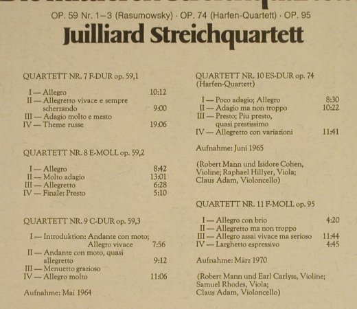 Beethoven,Ludwig van: Die Mittleren Streichquartete, Box, CBS(77 387), D, 1974 - 3LP - L6004 - 17,50 Euro