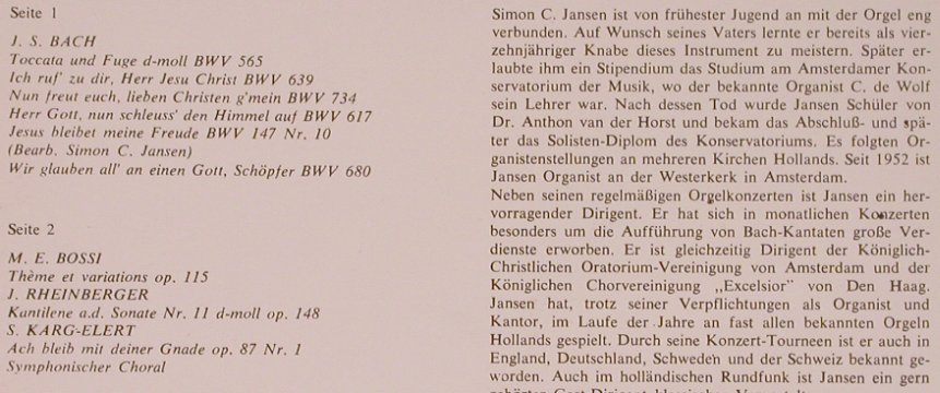 V.A.Berühmte Orgelwerke: J.S.Bach.Toccata u.Fuge, Fontana(700 105 WGY), D, vg+/m-,  - LP - L6037 - 4,00 Euro
