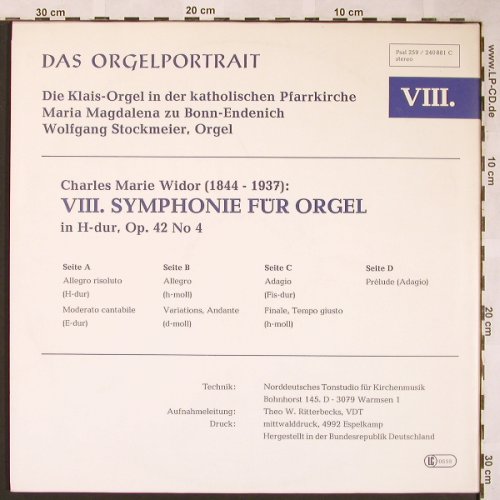Widor,Charles-Marie: VIII. Symphonie für Orgel,op.42 No4, Psallite,Foc(PSAL 259/240881), D,  - 2LP - L6044 - 12,50 Euro