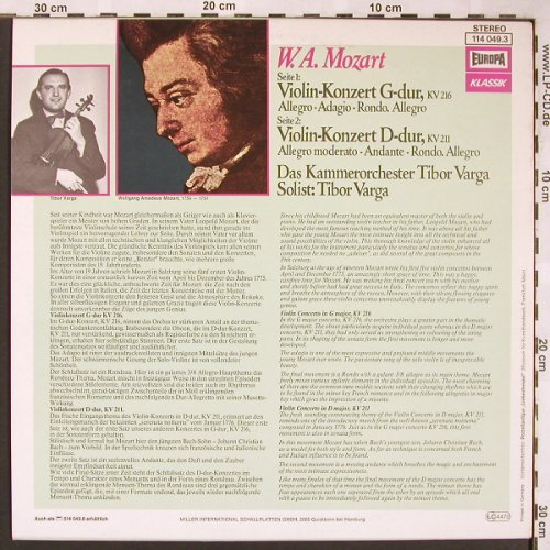 Mozart,Wolfgang Amadeus: Violinkonzerte g-dur,kv216,d-dur211, Europa(114 049.3), D, 1977 - LP - L6062 - 6,00 Euro