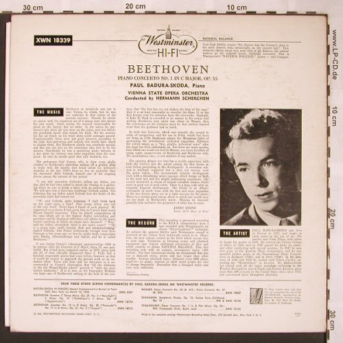 Beethoven,Ludwig van: Piano Concerto No.1 i.C minor,op.15, Westminster(XWN 18339), US, VG+/vg,  - LP - L6063 - 5,00 Euro