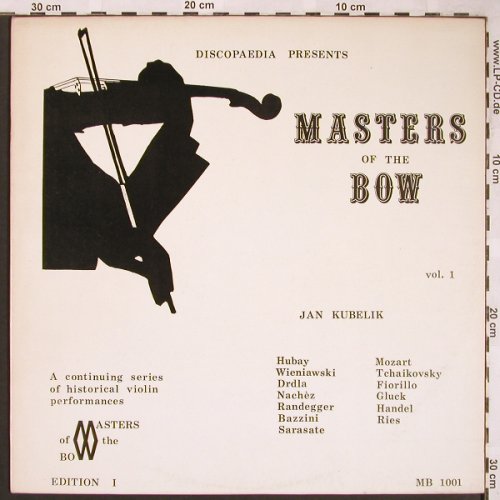 Kubelik,Jan: Masters of the Bow, Vol.1, Discopaedia(MB 1001), CDN,  - LP - L6084 - 12,50 Euro