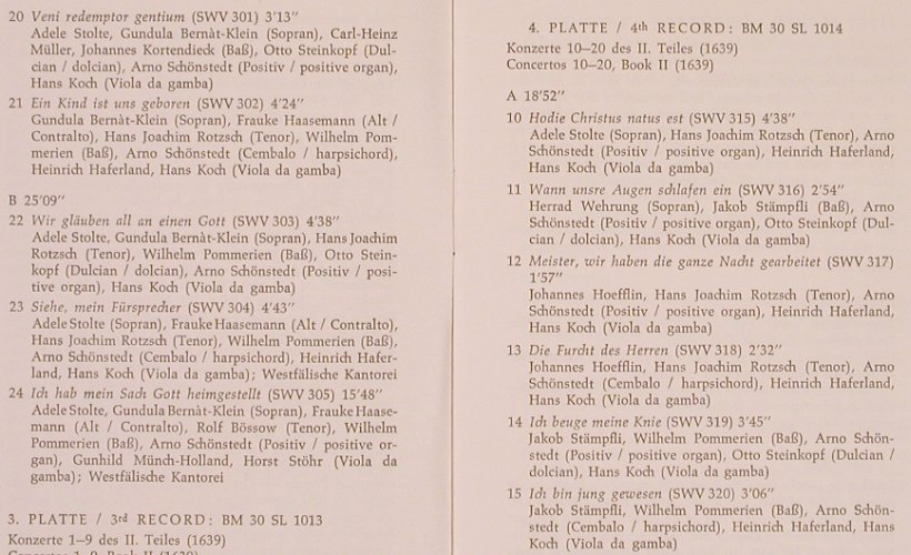 Schütz,Heinrich: Kleine Geistliche Konzerte, Box, musicaphon(BM 30 SK 1011/1), D, 1973 - 6LP - L6113 - 20,00 Euro