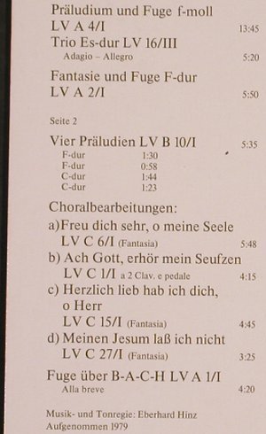Krebs,Johann Ludwig: Präludium und Fuge, Eterna(8 27 356), DDR, 1981 - LP - L6124 - 5,50 Euro