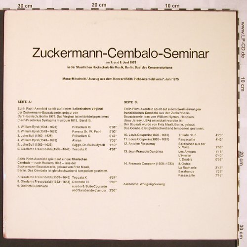 V.A.Zuckermann-Cembalo-Seminar: Mono-Mitschnitt, (), D, m-/vg+, 1975 - LP - L6137 - 9,00 Euro