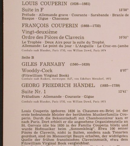 Farnaby,Giles /Couperin/Händel: Cembalomusik von, FSM Toccata(FSM 43 606 toc), D,  - LP - L6149 - 7,50 Euro