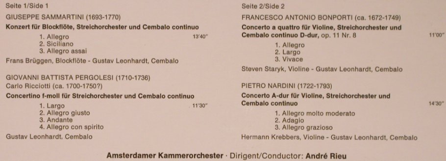 Sammartini/Pergolesi/Bonporti/Nardi: Italienische Meister, Telefunken(NT 697), D, 1962 - LP - L6159 - 5,00 Euro