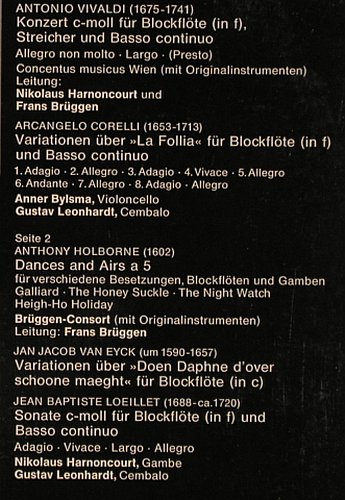 Brüggen,Frans: Blockflötenwerke des Barock, Telefunken(6.41357 AH), D, 1970 - LP - L6167 - 5,00 Euro