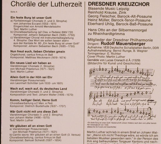 V.A.Choräle der Lutherzeit: Scheidt, de Bruck..Luther, 13 Tr., Capriccio(29 616 0), D, 1982 - LP - L6284 - 5,00 Euro