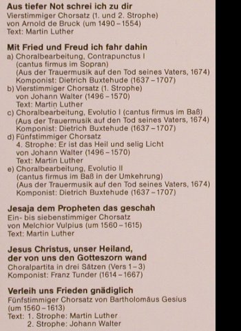 V.A.Choräle der Lutherzeit: Scheidt, de Bruck..Luther, 13 Tr., Capriccio(29 616 0), D, 1982 - LP - L6284 - 5,00 Euro