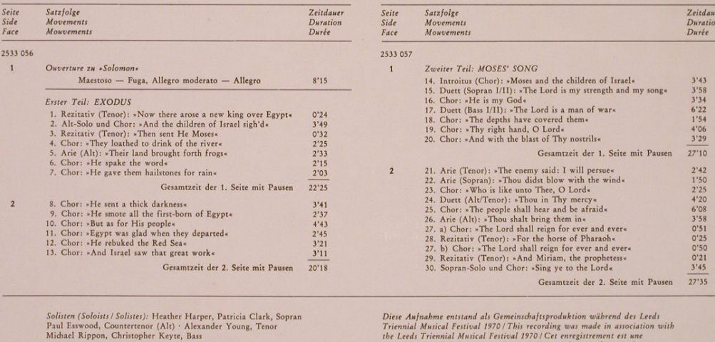 Händel,Georg Friedrich: Israel In Ägypten,Oratorio, Foc, Archiv(2708 020), D, 1970 - 2LP - L6299 - 7,50 Euro