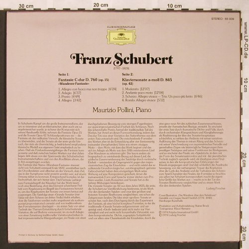 Schubert,Franz: Wanderer-Fantasie/Klaviers. D.845, D.Gr.Club Sonderaufl.(65 009), D,  - LP - L6309 - 5,00 Euro