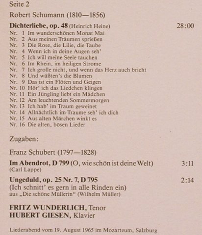 Wunderlich,Fritz: Salzburger Liederabend(1965)m-/vg+, Acanta(40.23 529), D, 1984 - LP - L6322 - 5,00 Euro
