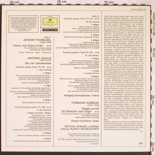 Vivaldi,Antonio /Albinoni/Pachelbel: Die Vier Jahreszeiten/Adagio/Kanon, Deutsche Gramophon(2535 105), D, Ri,  - LP - L6380 - 5,00 Euro