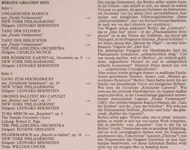 Berlioz,Hector: Greatest Hits, CBS(S 30 023), NL, 1972 - LP - L6407 - 3,00 Euro