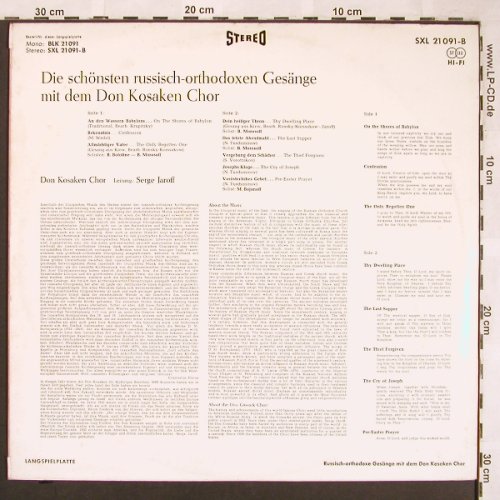 Don Kosaken Chor Serge Jaroff: Die schönsten Russisch-Orthodoxen G, Decca, Muster-Stol(SXL 21 091-B), D,  - LP - L6477 - 7,50 Euro