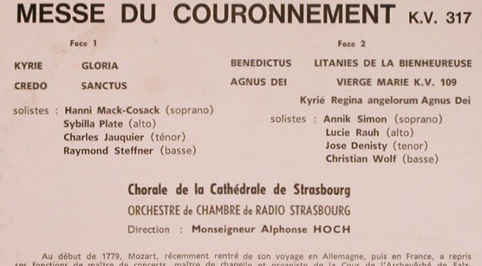 Mozart,Wolfgang Amadeus: Messe du Couronnement KV 317, Decca(ACL 916), F, 1966 - LP - L6505 - 5,00 Euro