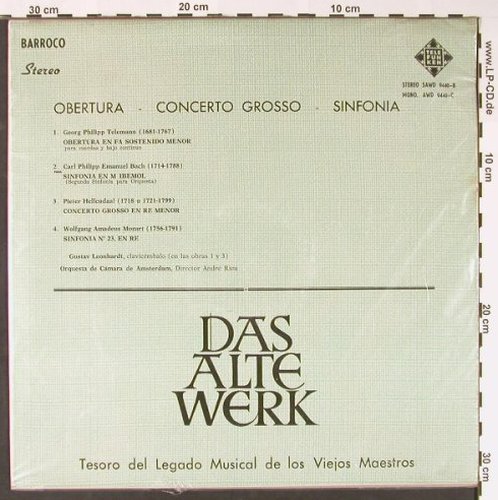 V.A.Obertura-Concerto Grosso-Sinfon: Telemann,Bach,Hellendaal,Mozart, Telefunken(SAWD 9440-B), Colombia,  - LP - L6588 - 6,00 Euro