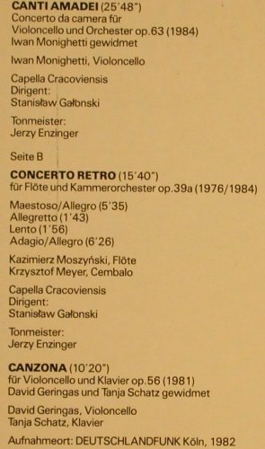 Meyer,Krzysztof: Canti Amadei/Concerto Retro/Canzona, Proviva(ISPV 155), D m-/vg+, 1990 - LP - L6659 - 7,50 Euro