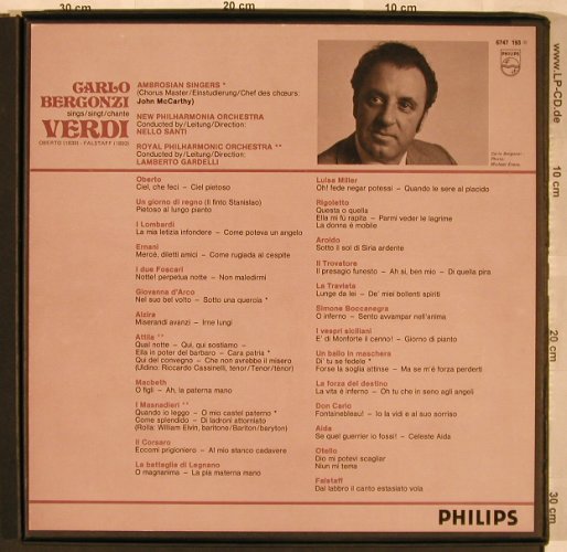 Bergonzi,Carlo: singt Verdi, Box, Philips(6747 193), NL, 1975 - 3LP - L6734 - 12,50 Euro