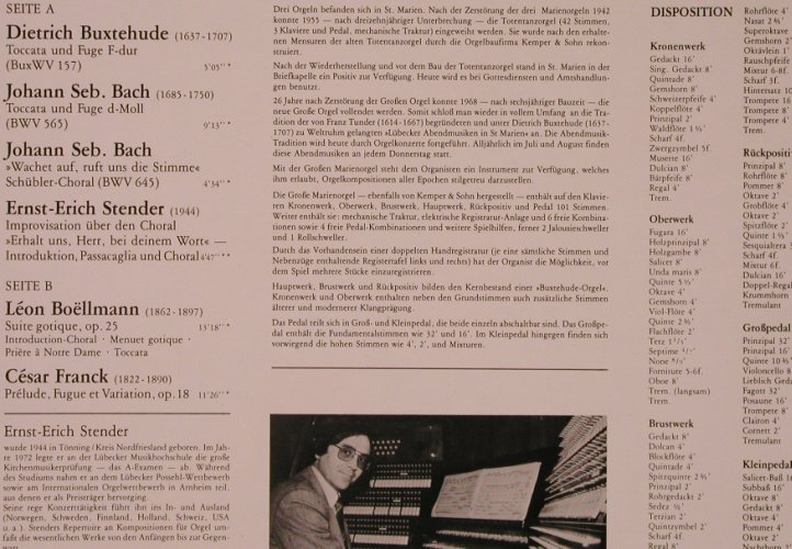 Stender,Ernst-Erich  spielt: a.d.großen Orgel zuSt.Marien Lübeck, (66.22174), D, 1980 - LP - L6780 - 7,50 Euro