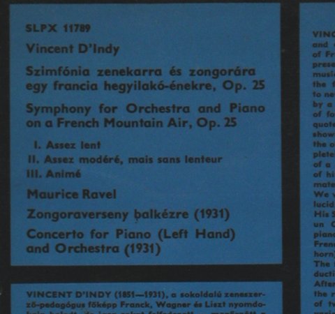 D'Indy,Vincent / Ravel: Symphony on a french Mountain Air, Hungaroton(SLPX 11789), H, 1977 - LP - L6893 - 12,50 Euro