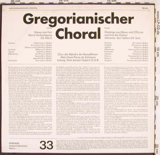 Gregorianischer Choral: Messe zum Fest Mariä Verkündigung.., Decca/Parnass(78 345), D,  - LP - L6931 - 6,00 Euro